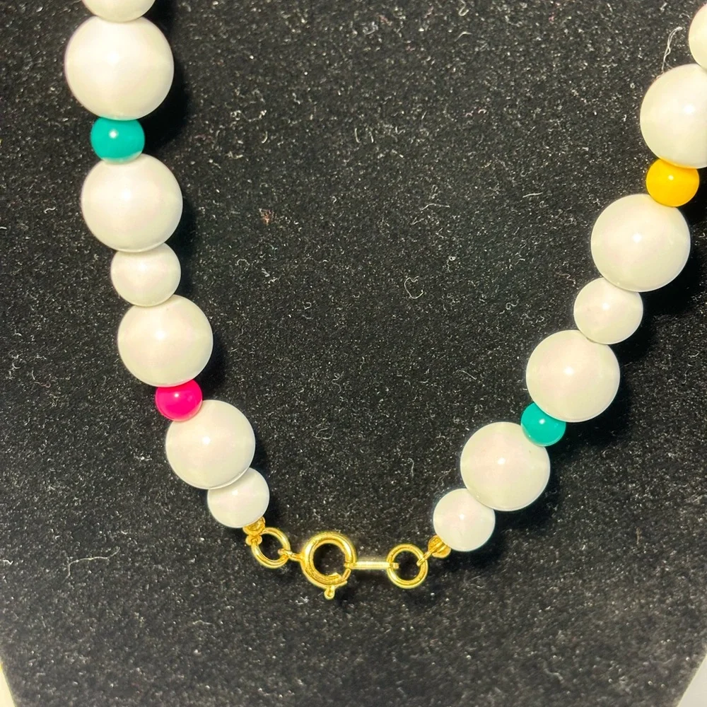 VTG Colorful Chunky Bead Necklaces Enamel Over Metal Cuff Bracelets Lot of 6